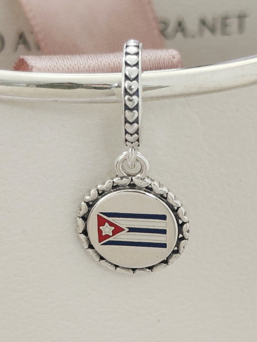 Pandora Cuba Flag Dangle Charm Travel Pendant S925 Silver Bracelet Charm